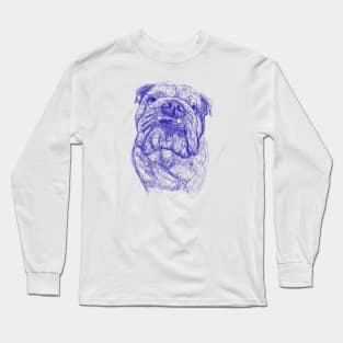 Bulldog dog scribble art Long Sleeve T-Shirt